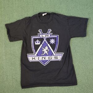 VINTAGE 90's Los Angeles Kings NHL Hockey Black T Shirt Sz Medium